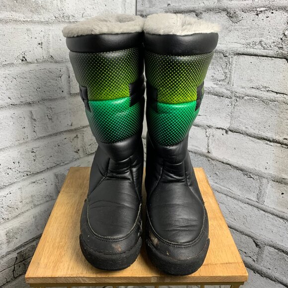 Vintage Snow Boots Mens 8 Black Green Faux Fur Lined Retro 80s Winter Apres Ski main image 8